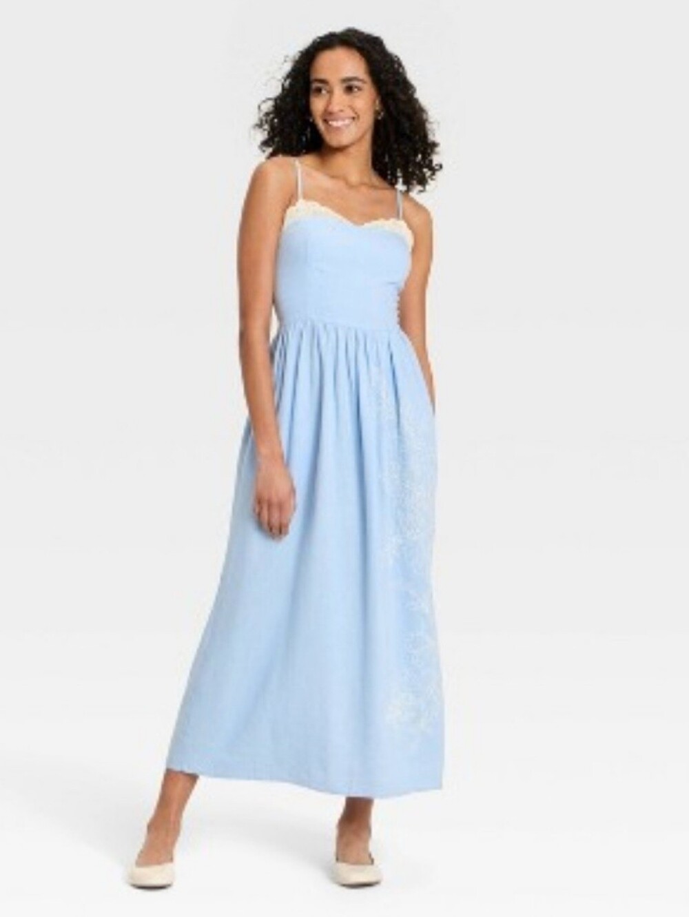 Women's Sleeveless Cutwork Midi Sundress - Universal Thread' Light Blue M
